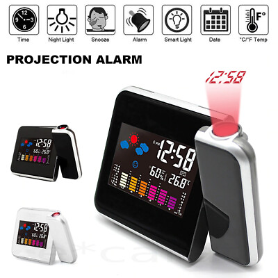 #ad Projection Alarm Clock Weather Station Thermometer Temperature Humidity Monitor $9.99