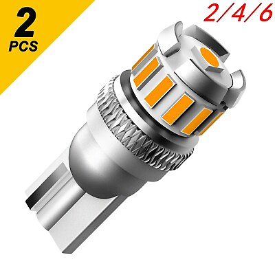 #ad 2 4 6 501 Led Amber T10 W5w Wedge Capless Side Repeater Indicator Light Bulb $17.09