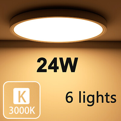 #ad 6pcs 24W LED Panel Ceiling Lights Ultra Thin Home Bedroom Kitchen Fixtures 3000K $48.99