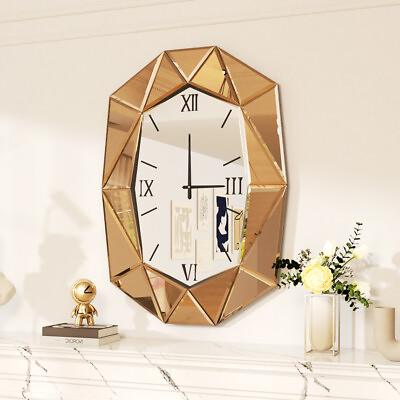 #ad Wisfor Decorative Beveled Mirrored w Roman Numerals Clock for Living Room $229.90