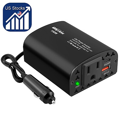 #ad #ad 150W Car Power Inverter 12V to 110V Car Plug Outlet Adapter with PD 25W USB C $19.99