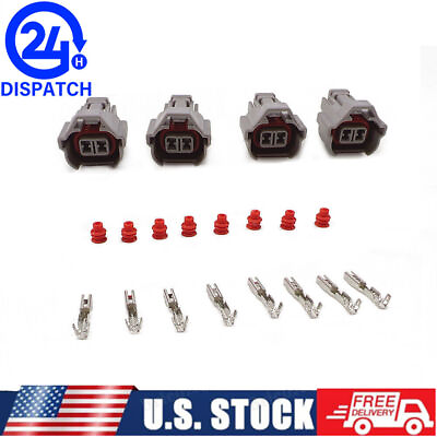 #ad 4* 2 Pin For Nippon Denso 90980 11153 Fuel Injector Connector Plug Clip Kit Set $8.95