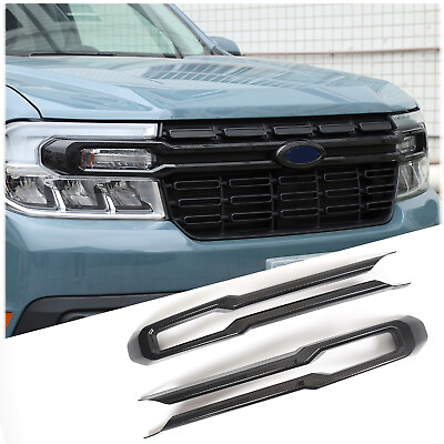 #ad Carbon Grain ABS Front Front Center Grille Trim Cover For Ford Maverick 2022 23 $139.99