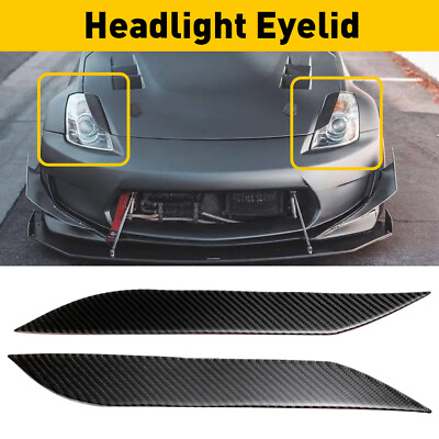 #ad #ad FOR NISSAN 2003 2009 CARBON 350Z FIBER HEADLIGHT EYE LID EYELIDS COVER US New $15.65