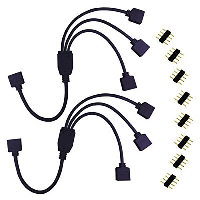 #ad 2pcs 4 Pin LED Splitter Cable RGB LED Strip Splitter 3 Way Splitter LED Tape ... $14.66