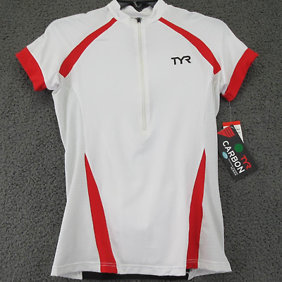 #ad TYR Carbon Cycle Triathlon Jersey Top Men#x27;s Size XS White Red NEW MSRP $109.99 $31.46