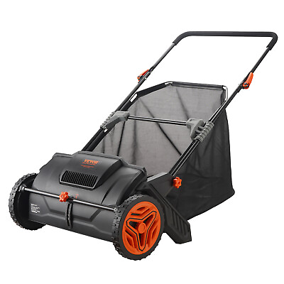 #ad VEVOR Lawn Sweeper Push Leaf Grass Collector 21quot; 3.5 Cu. Ft. Capacity Adjustable $100.99