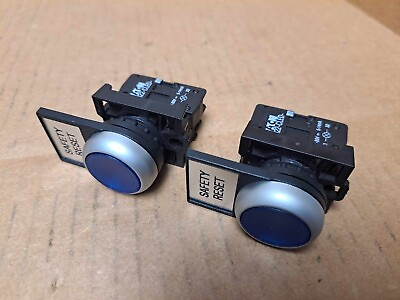 #ad Eaton Blue Illuminated Push Button Lot of 2 Part No. M22 K10 w M22 CLED $50.00