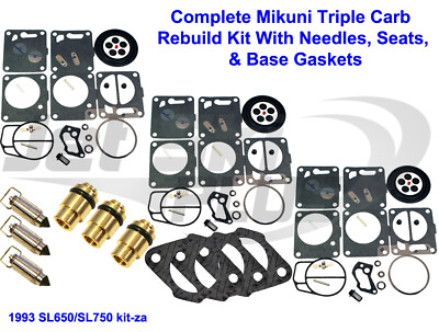 #ad Polaris Mikuni Carburetor Rebuild Kit Needle Seat Carb Base Gasket SL 650 750 $127.95