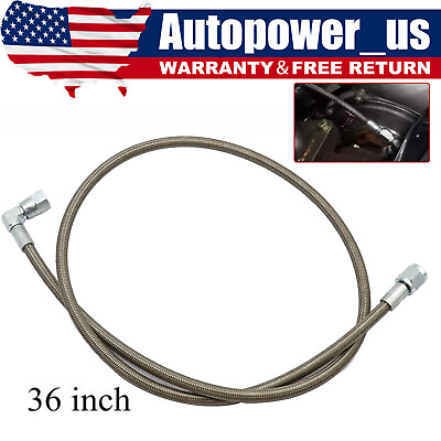 #ad Turbo Oil Feed Line 36quot; Steel Braided 4AN 90 Degree x Str. stock in the USA $15.09