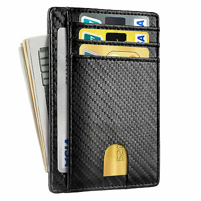 #ad Front Pocket Minimalist Carbon Fiber Slim Wallet RFID Blocking Credit Card $9.95