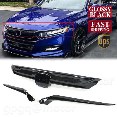 #ad For Honda Accord 2018 2020 3x Glossy Black JDM Style Front Grille Grill Replaced $56.89