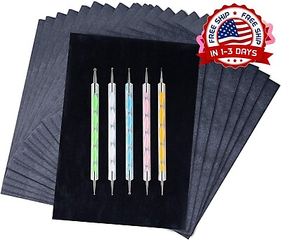 #ad 200 Sheets Carbon Paper Black Graphite Paper Transfer Tracing Paper and 5 Pieces $10.56
