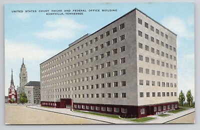 #ad US Court House amp; Federal Office Bldg Nashville Tennessee Linen Postcard No 2841 $3.90