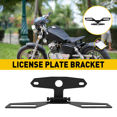 #ad Black License Holder Plate Taillight Motorcycle Bracket Mount Hook Universal $10.09
