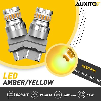 #ad 2x Amber Yellow 3157 3156 LED Turn Signal Blinker Parking Light Bulbs Bright GUS $13.59