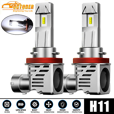 #ad 2x H8 H9 H11 Super Bright 120W LED Headlight Kit High Low Beam Bulbs 6500K White $16.48