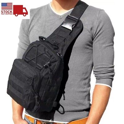 #ad Mens Backpack Tactical Sling Shoulder Bag Molle Travel Chest Pack Outdoor Hiking $12.95