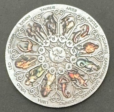 #ad #ad Zodiac Calendar Token Medal Coin Colorized Astrology $15.55