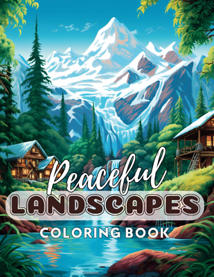 #ad Peaceful Landscapes Adult Stress Relief Coloring Book MountainsForests Beaches $8.49