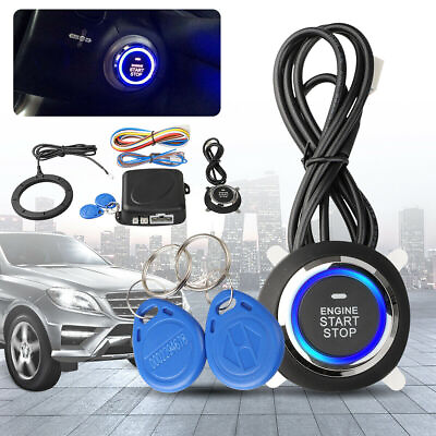 #ad 12V Car Ignition Switch RFID Engine Start Push Button Keyless Entry Starter Kit⭐ $16.86