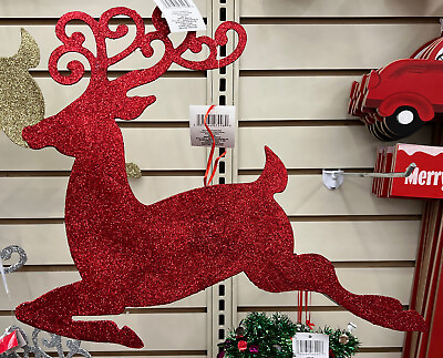 #ad Red Glitter Reindeer Decor $14.99