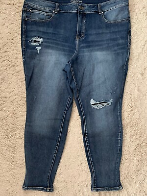 #ad MAURICES Women#x27;s Plus Sz 24W Blue Denim Jeans Ever flex Hi Rise Skinny Stretch $10.46