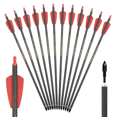 #ad TOPARCHERY 15quot; Crossbow Bolts Crossbow Arrows Spine 350 Carbon Shafts 2pcs Vanes $23.48