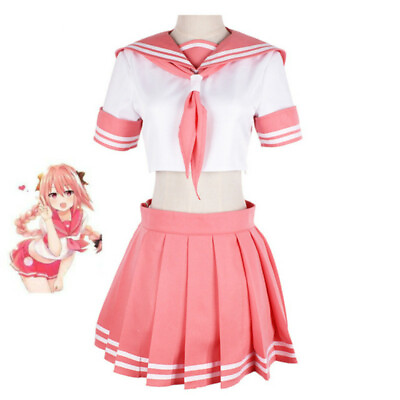 #ad Fate Cosplay Costume Dress Apocrypha FGO Astolfo Pink Sailor Suit JK Outfit Suit $32.88