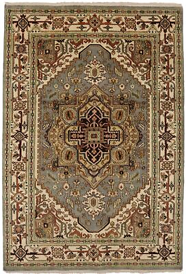 #ad Geometric Gray Tribal Handmade 6X9 Heriz Serapi Oriental Rug Farmhouse Carpet $467.18