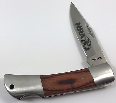 #ad #ad NRA Lockback Knife Wood Handles 440 Stainless 9860 N $22.95