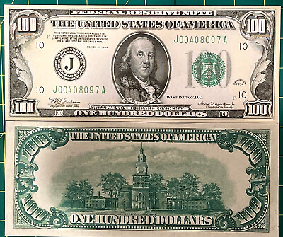#ad Reproduction 1934 $100 Bill Federal Reserve Note Kansas City Currency Copy USA $3.99