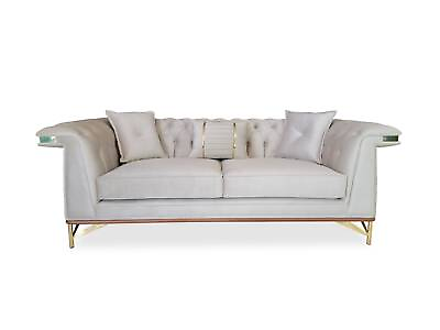 #ad Une Jonquille 87#x27;#x27; Rolled Arm Sofa Pearl White Velvet Upholstery Wood $2850.00