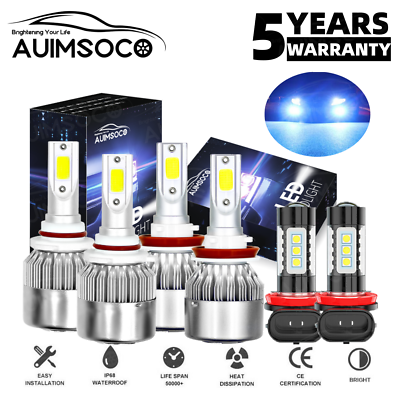 #ad 9005 H11 H11 Ice Blue LED Headlight High Low Beam Fog Light Bulbs 8000K Kit 6x $35.99