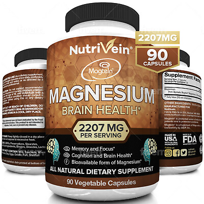 Nutrivein Magnesium L Threonate 2207mg Boosts Brain Health Memory and Focus $22.99