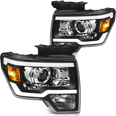 #ad Headlight Black For Ford F150 2009 2014 Front Projector Pair Replacement $189.99