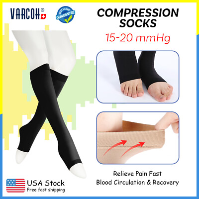 #ad Compression Socks 15 20mmHg Knee High Flight Edema Varicose Veins Hose Stockings $26.22