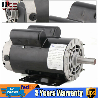 #ad #ad 5HP Air Compressor Electric Motor 3450RPM Single Phase 7 8quot; Shaft Heavy Duty $179.55