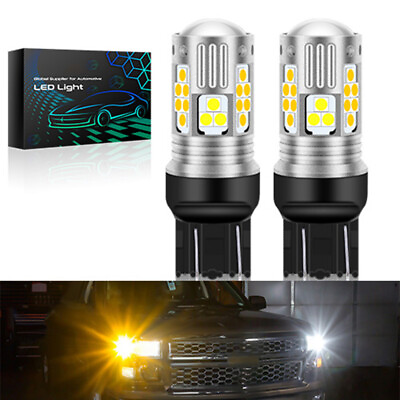 #ad 2X Switchback 7443 7440 7444 LED Turn Signal White Amber DRL Parking Light Bulbs $18.41