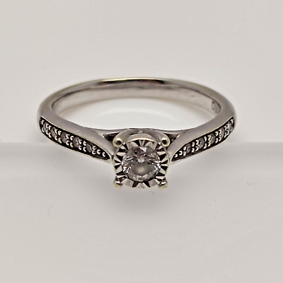 #ad 9ct White Gold Diamond Engagement Ring 0.25ct Diamond UK Ring Size L 1 2 GBP 265.00
