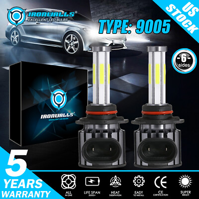 #ad 6Sides 9005 HB3 LED Headlight Bulb High Beam Conversion Kit 6500K 450000LM White $26.57