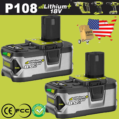 #ad 12Ah 9.0Ah For RYOBI P108 18V 8Ah Battery High Capacity Lithium Ion For One Plus $40.89