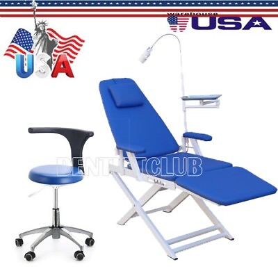 #ad Portable Dental Chair Patient Chair LED Light PU Leather Dentist Rolling Stool $110.39