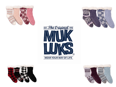 #ad MUK LUKS® Cabin Socks Booties 4 Pair Value Pack Size Color Choice New Mfg. Tag $18.71