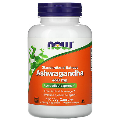#ad #ad Now Foods Ashwagandha 450 mg 180 Veg Capsules GMP Quality Assured Kosher $18.74