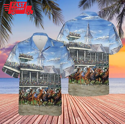 #ad Kentucky Derby Horse Racing Hawaiian Shirt Aloha Shirt Hawaii Style $10.99