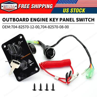#ad NEW Outboard Single Engine Key Switch Assembly Panel Fits Yamaha 704 82570 12 00 $42.99