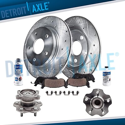 #ad Rear Drilled Rotors Brake Pads Wheel Bearing and Hubs for Nissan Altima Maxima $144.17