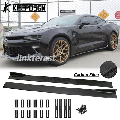 Side Skirts Body Wide Extension CARBON FIBER for Chevrolet Chevy Camaro SS LT LS $99.11