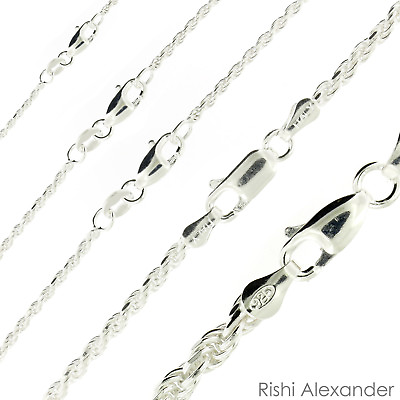 Real Solid Sterling Silver Diamond Cut Rope Chain Mens Boys Bracelet or Necklace $104.99